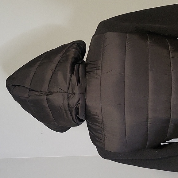 Max Studio Long Black Hooded Lightweight Quilted Back Knit Coat - Size XS - Picture 4 of 8